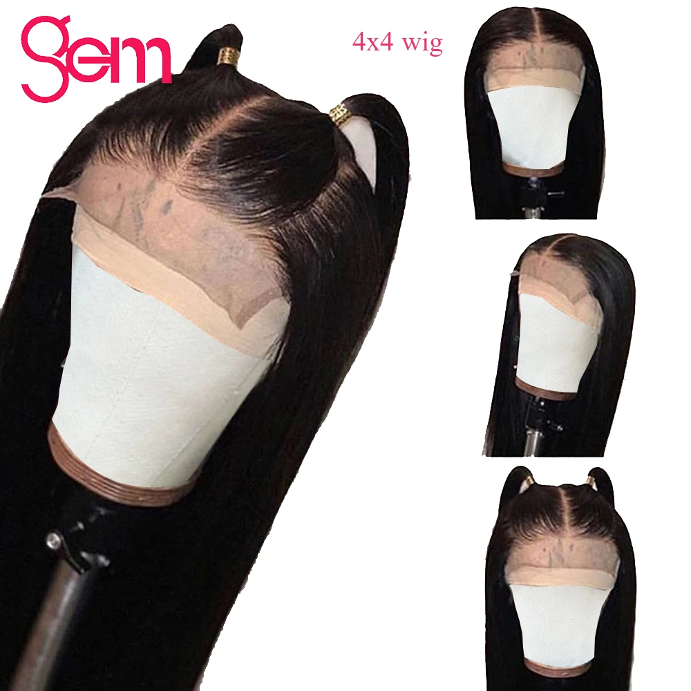 4x4 закрытие парик прямые кружева их натуральных волос швейцарские перуанские