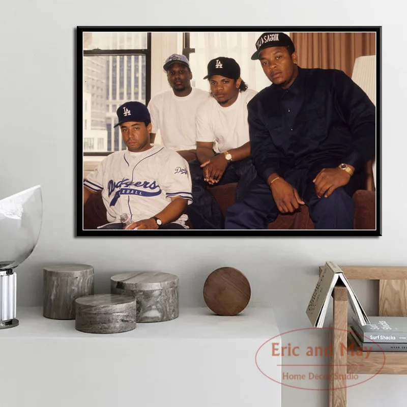 

N.W.A Hip Hop Music Rap Star Ice Cube Dr.Dre Eazy-E Old School Art Painting Vintage Canvas Poster Wall Home Decor