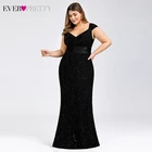 Женское вечернее платье-русалка без рукавов, черное кружевное платье с V-образным вырезом, EP07919