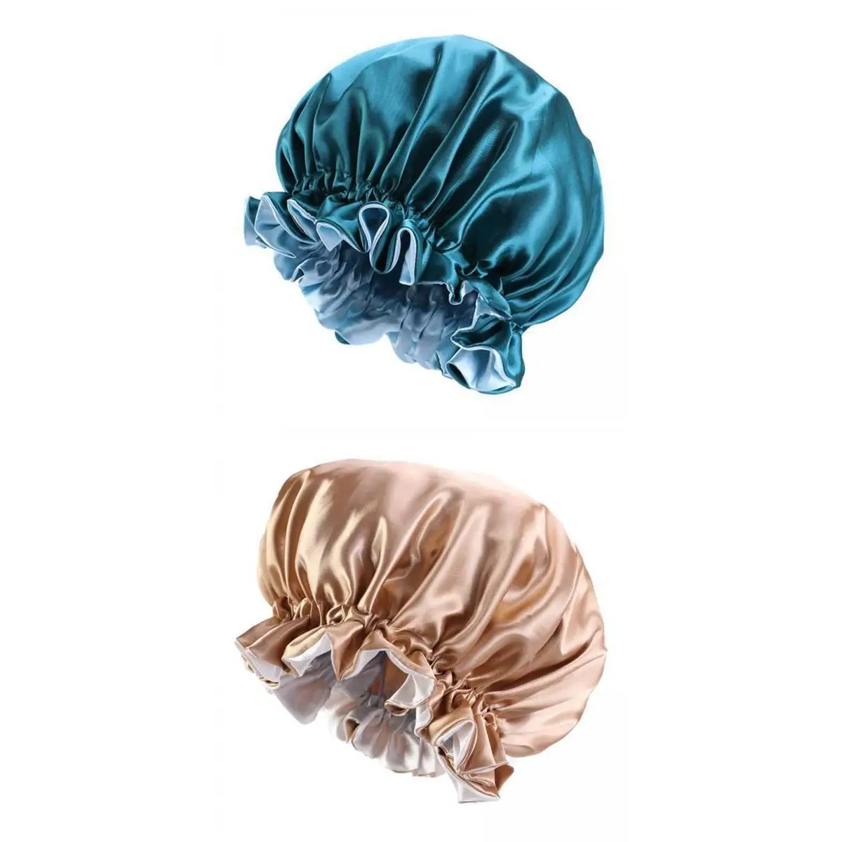 

2pc Satin Bonnet Sleep Bonnet Cap Double Layer Sleeping Hair Bonnet