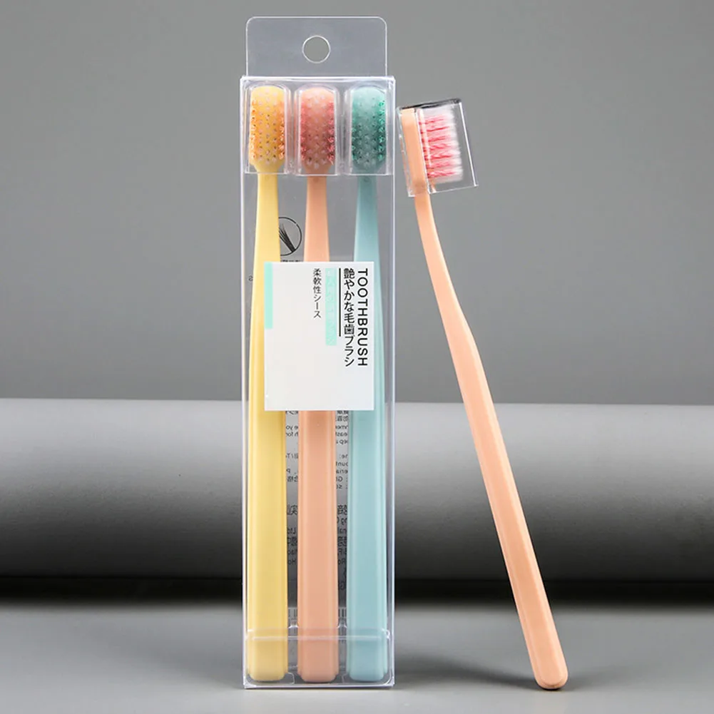 

3pcs Adult Oral Ultra Fine Bristle Clean Tongue Cleaning Teeth Care Portable Soft Bristles Toothbrush Non-Slip Handle