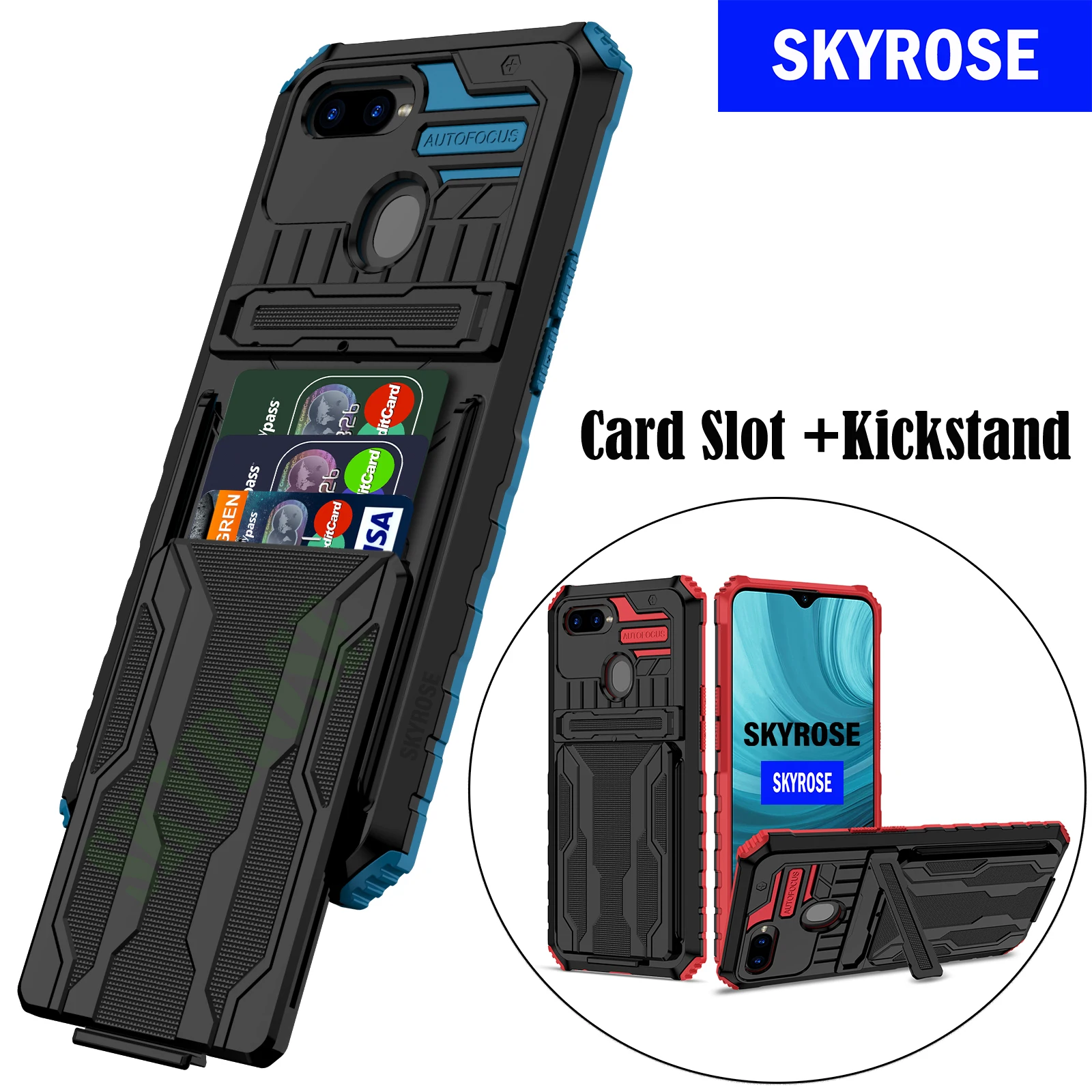 

Capa for OPPO A7 A5S A12 A11K F9 Case for OPPO A54 A74 4G A16 A15 A15S F19 Card Slot Kickstand Holder Shockproof Armor Case