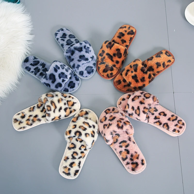 

Mudibear Slippers For Women Home Sleepers Shoes Woman Winter Indoor Slides Leopard Plush Sandals Cute Sandalias Comfortable