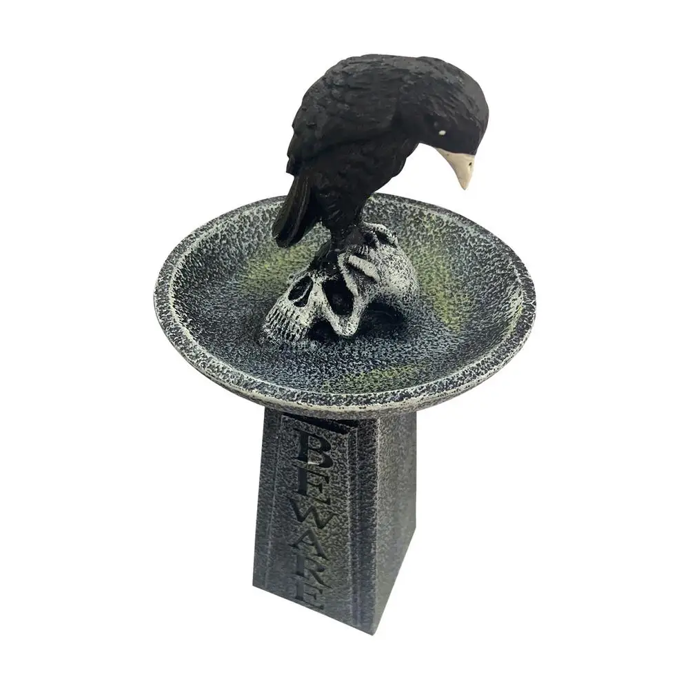 

Bird Bath Resin Ornament - Garden Free Standing Crow Decoration Drinking Water Bowl Personalized Crow Skull Resin Crafts Decor