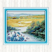 beautiful spring season 14ct 11ct counted and stamped dmc cotton thread printed canvas cross stitch kits diy needlework crafts