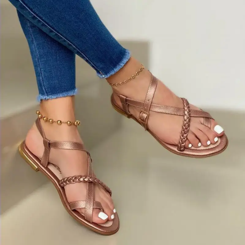 

Summer Women Flat Sandals Fashion Buckle Strap New Open Toe Beach Casual Shoes Flats Pus Size Ladies Sandals