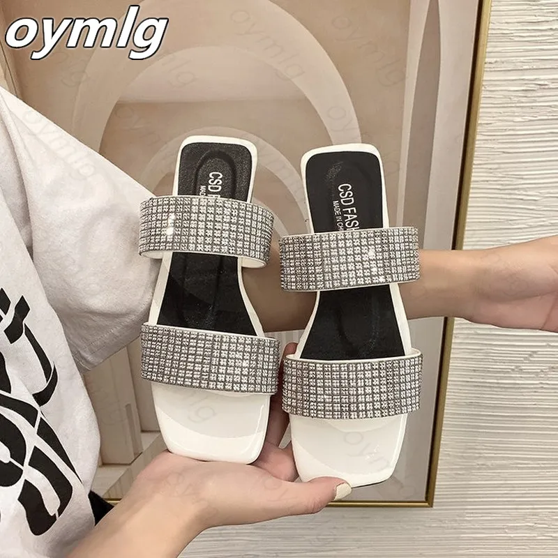 

Women's Shoes Slippers Outdoor Wear New Summer Flash Diamond Shiny Flat Beach Zapatos De Mujer Sapatos Femininos