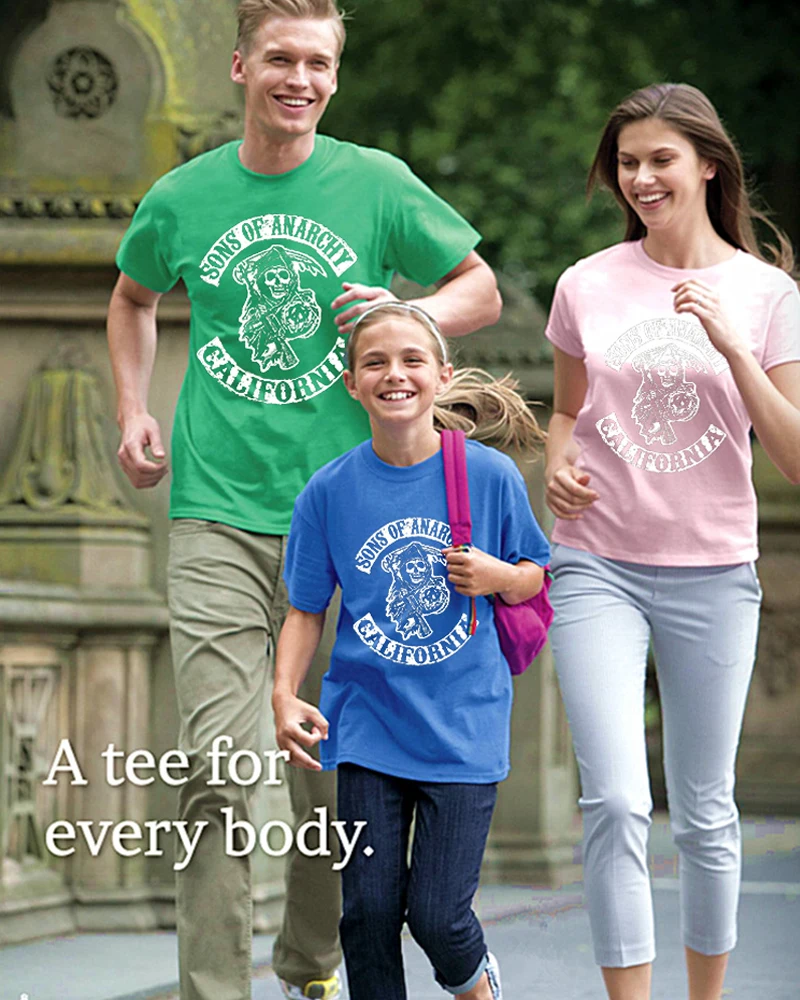 Футболка Мужская/Женская хлопковая с коротким рукавом и принтом Сыны Анархии |