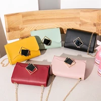 pu leather small square handbags for women 2021 fashion square buckle womens shoulder bag chain buckle messenger bag
