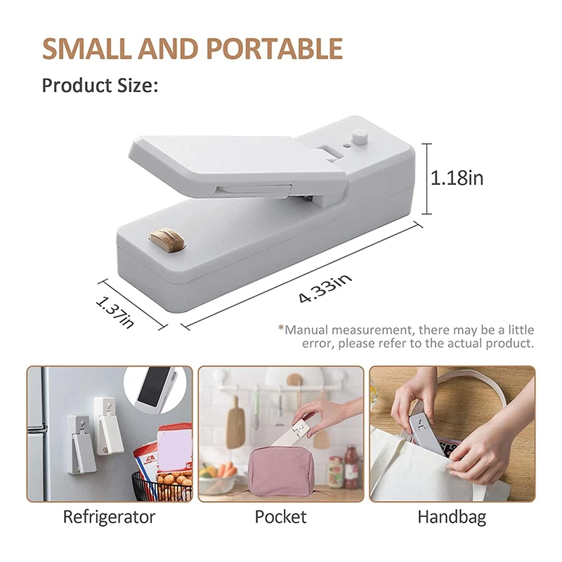 

2Pcs Portable Mini Sealer Heat Sealer Handheld Mini Sealing Machine Snack Bag Resealer Food Packaging Kitchen Storage Bag Clips