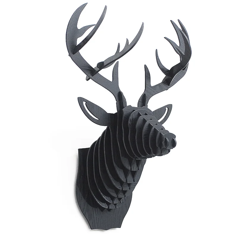 

3D пазл, деревянная креативная голова оленя, настенный деревянный подарок, ремесло, домашний декор, фрески, скандинавский олень, голова живот...