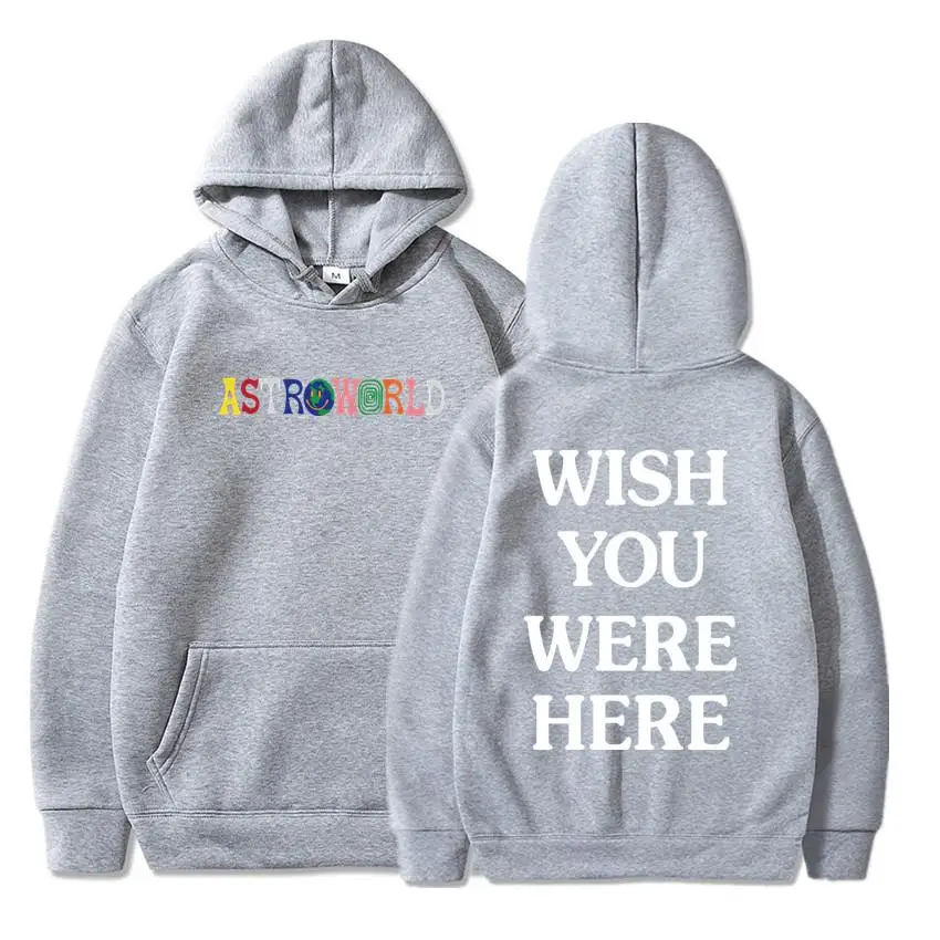 Трэвиса Скотта ASTROWORLD толстовки человек вышивка с печатными буквами Swag WISH YOU WERE HERE