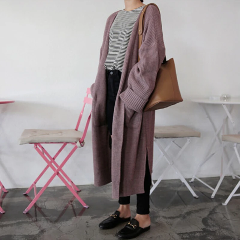 Simple Autumn New Female Elegant Knitted Outerwear Sweater Warm Winter Women Cardigan Long Sleeve Girls Tops plus size |