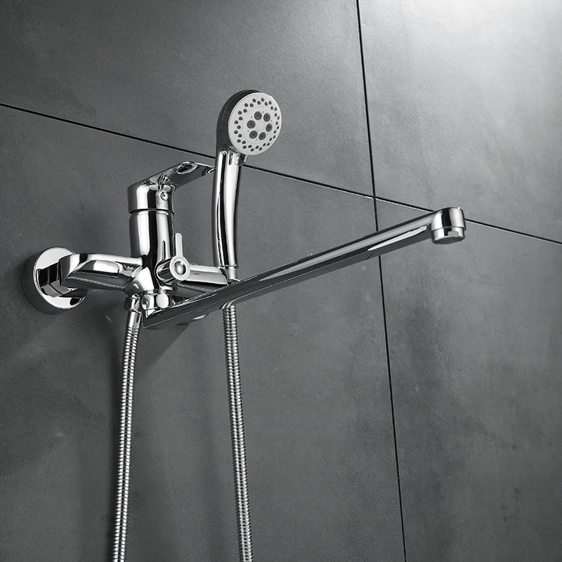 Настенный смеситель для ванной комнаты с ручной насадкой душа | Строительство и