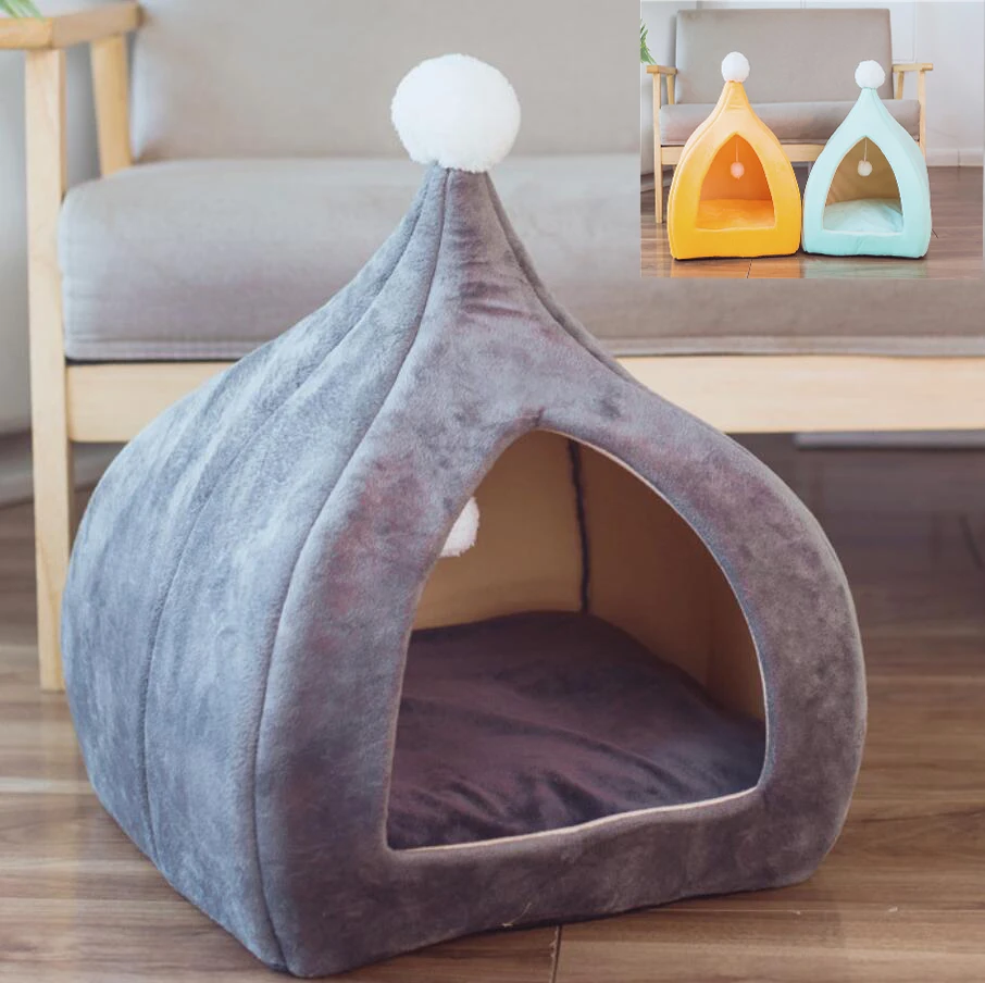 

Fashion Style House for Cats Pet Bed Soft for Small Medium Dogs Kennel Kitten Accessories Sleeping Nest Winter Warm Cozy Cave