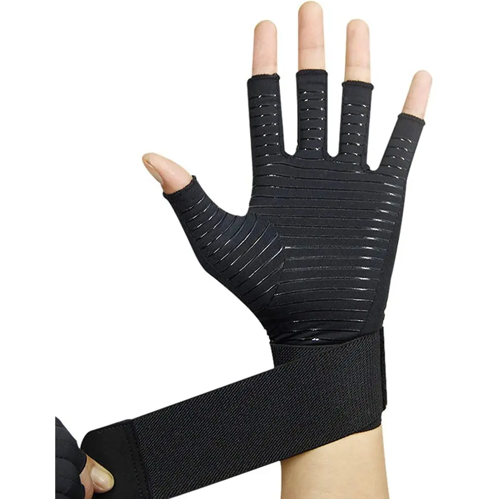 

Joint Half-finger Exercise Copper Fiber Health Care Wrist Strap Protective Pressure Fitness Durable Gloves