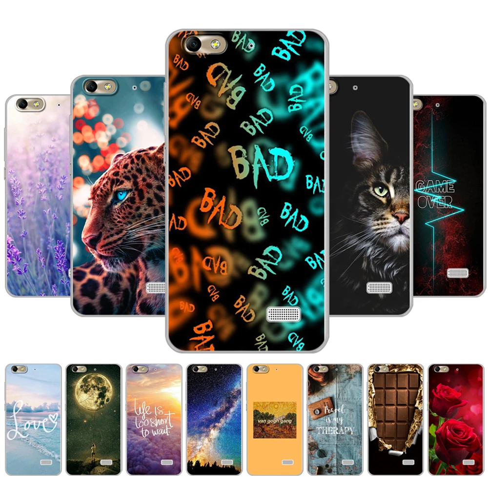 

cover for honor 4C soft touch tpu silicon transparent phone back cover 360 full protective printing clear coque marble