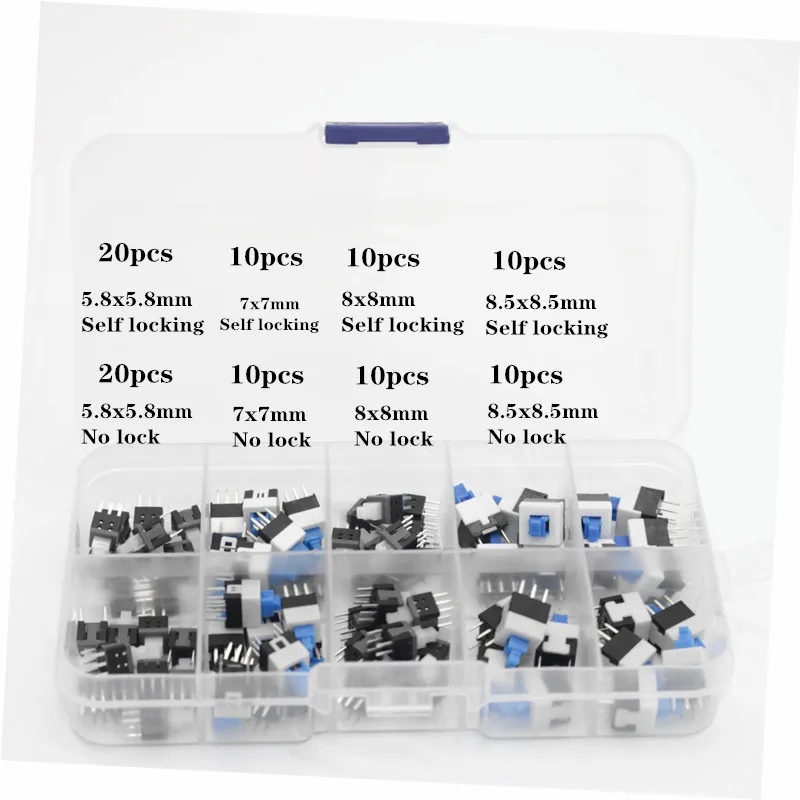 100 шт./партия самоблокирующийся Кнопочный микропереключатель питания 5 8*8 7*7 8 * мм 6