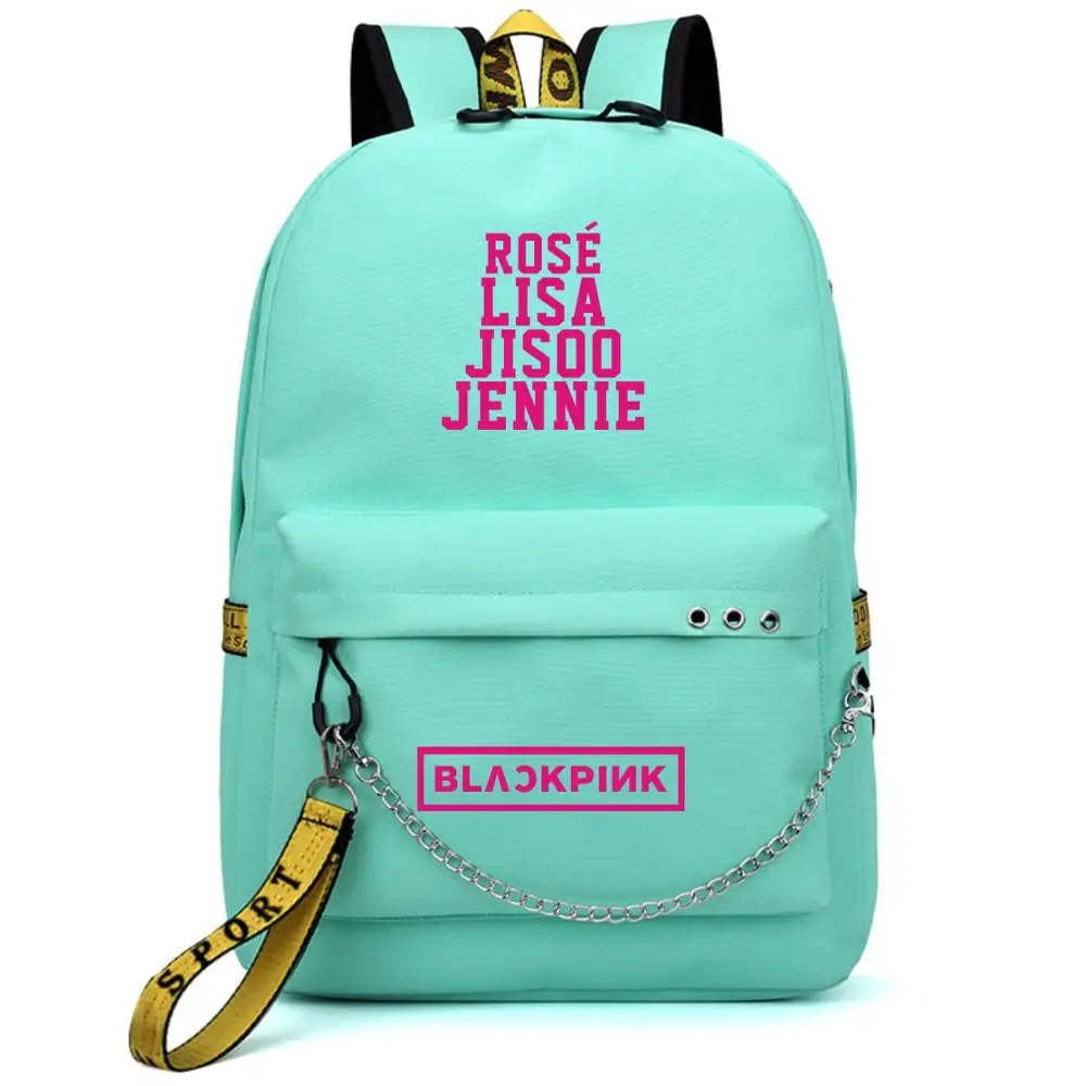 Love BlackPink Rose Lisa Fans USB Рюкзак Школьная Сумка Черный Розовый Mochila дорожные сумки рюкзак с цепочкой для ноутбука USB порт для наушников - Цвет: Style 17