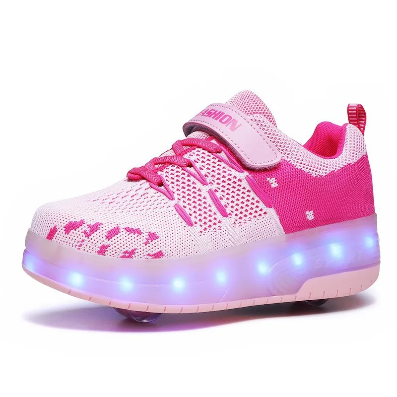 

Children Sneakers With Wheels USB Charging Girls Roller Skate Shoes Boys Luminous Sneaker Kids Glowing Shoes Size 28-40