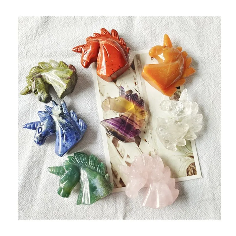 

Sales High Quality Natural Healing Crystals Carving Crafts Rose Quartz Unicorn For Christmas Decorations