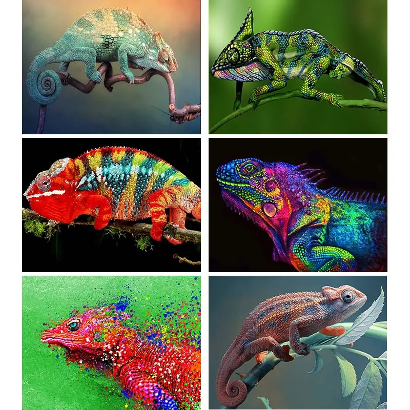 

Full Square Round 5D DIY Diamond Painting Chameleon Animal 3D Diamond Embroidery Branch Crafts Cross Stitch Home Decor Gift J11