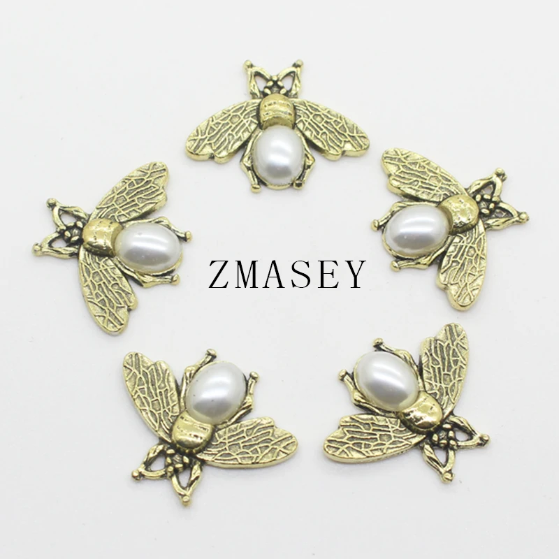 

Metal Insects, Pearl Buttons, 10Pcs, Garment Embellishment Craft Decoration DIY Sewing Applique