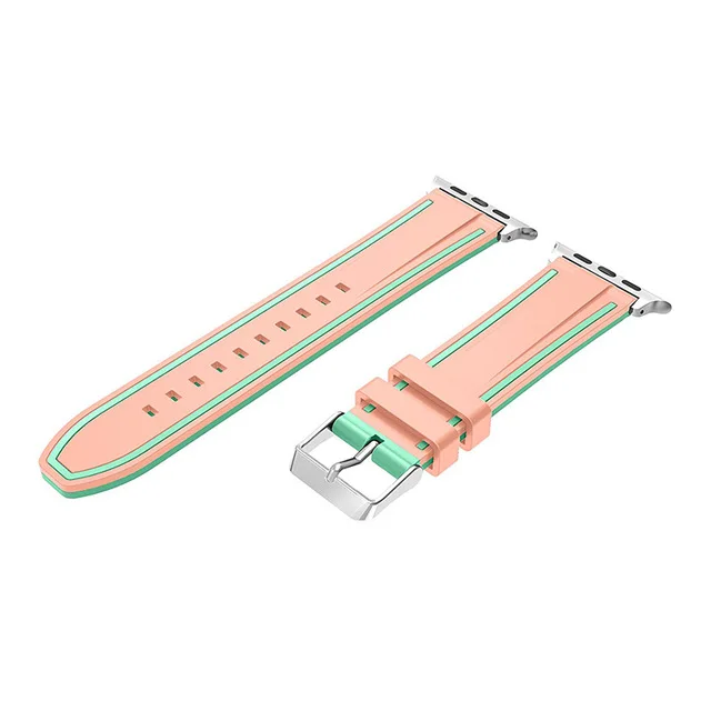 pink-green Спортивный ремешок JANSIN для apple watch series 5 4 3 2 браслет iWatch 5 ремешок 40 мм 44 мм мягкий силиконовый ремешок для apple watch 38 мм 42 мм - Цвет ремешка: pink-green