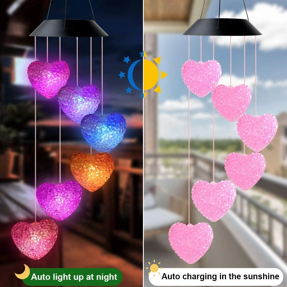 

LED Waterproof Color Wind Chimes Solar Power Lamp for Home Garden Patio Yard Decor Star Butterfly Heart Ball Decoration
