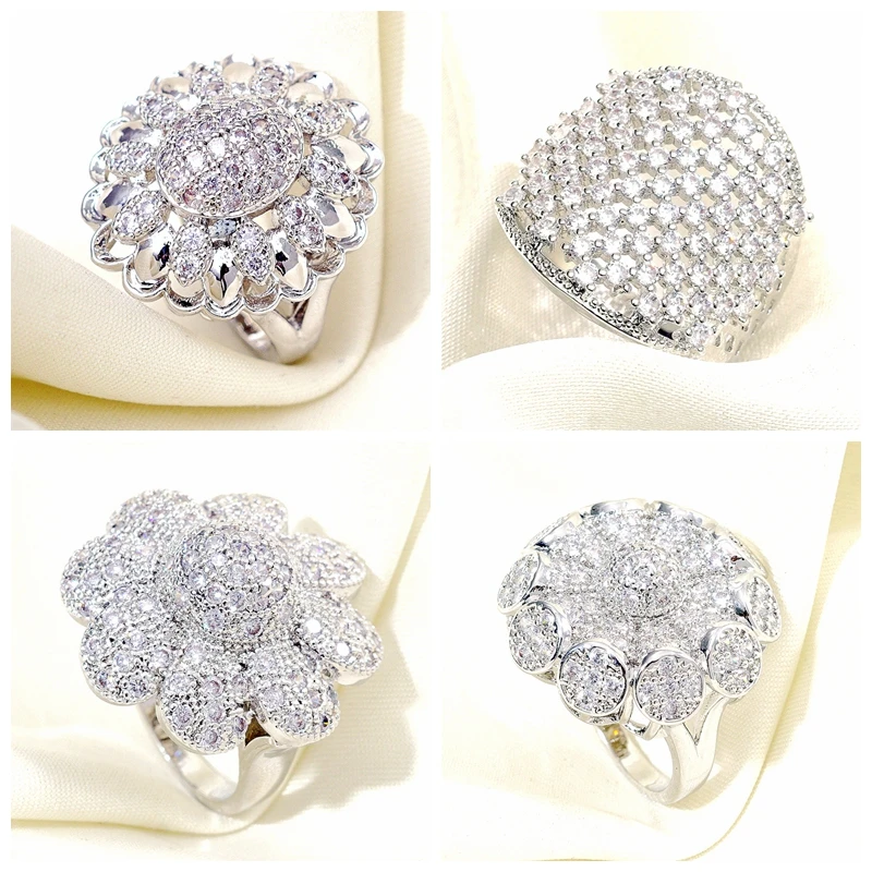 Вечерние шие кольца для женщин вечеринок и банкетов роскошные на палец белого