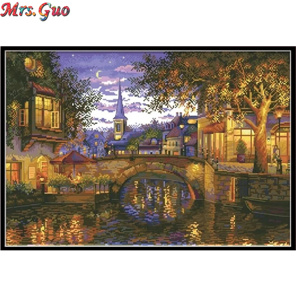 

Алмазная живопись «сделай сам», «город в полуночном», штампованные узоры для вышивки крестиком, вышивка, набор для рукоделия, живопись для д...