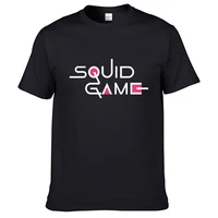 squid game 2021 popular logo retro casual t shirt mens summer black 100 cotton short sleeves o neck tee shirts tops tee unisex