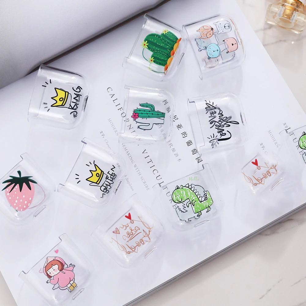 Жесткий ПК чехол с розовой улыбкой клубникой и кристаллами для Airpods прозрачный С