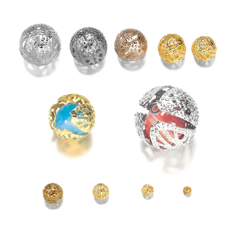 10-200 шт./лот филигранные полые шарики шапочки Круглые Обжимные семена разделители