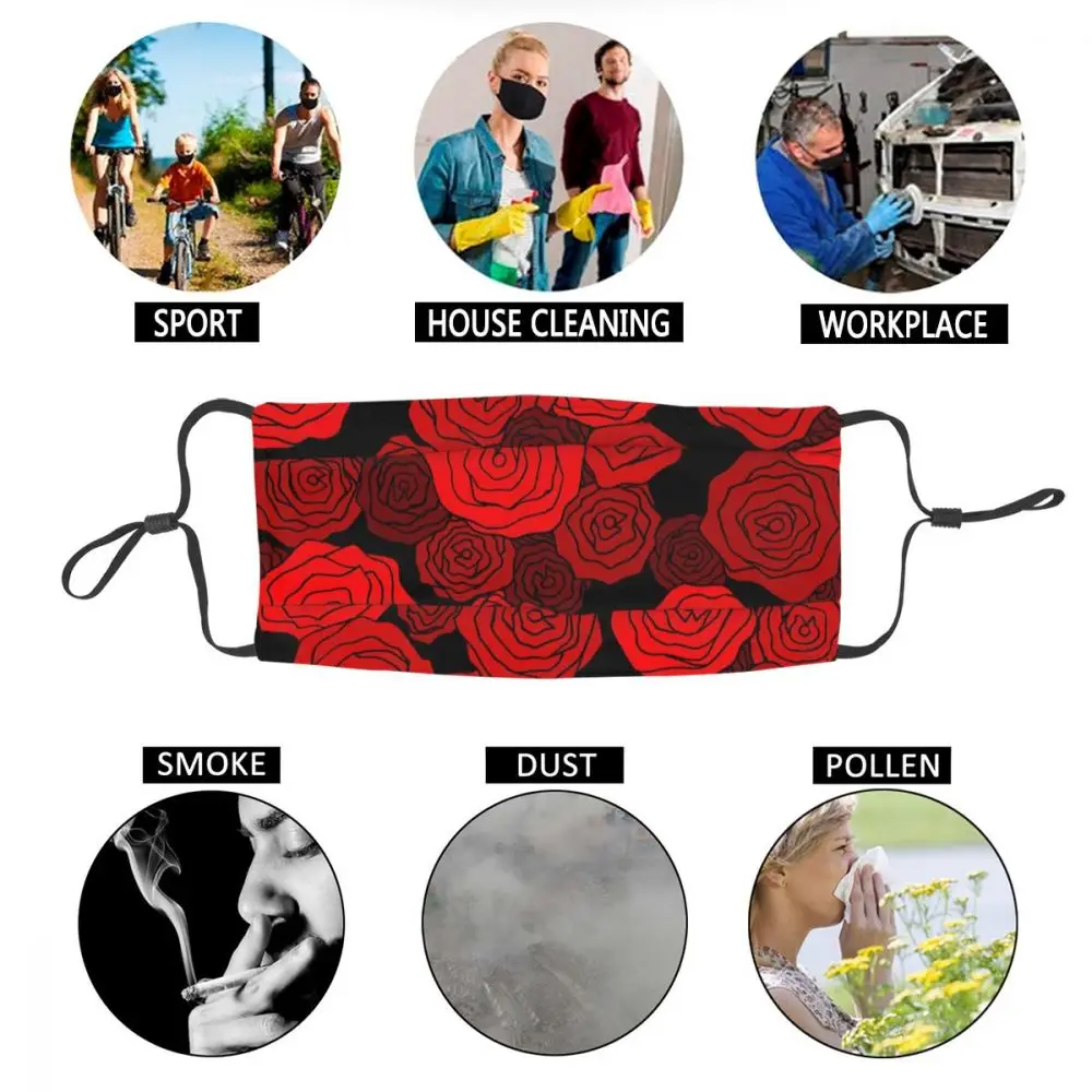 

Face Mask Red Rose Protective Dust Mouth Cover Washable Reusable Mouth Mask