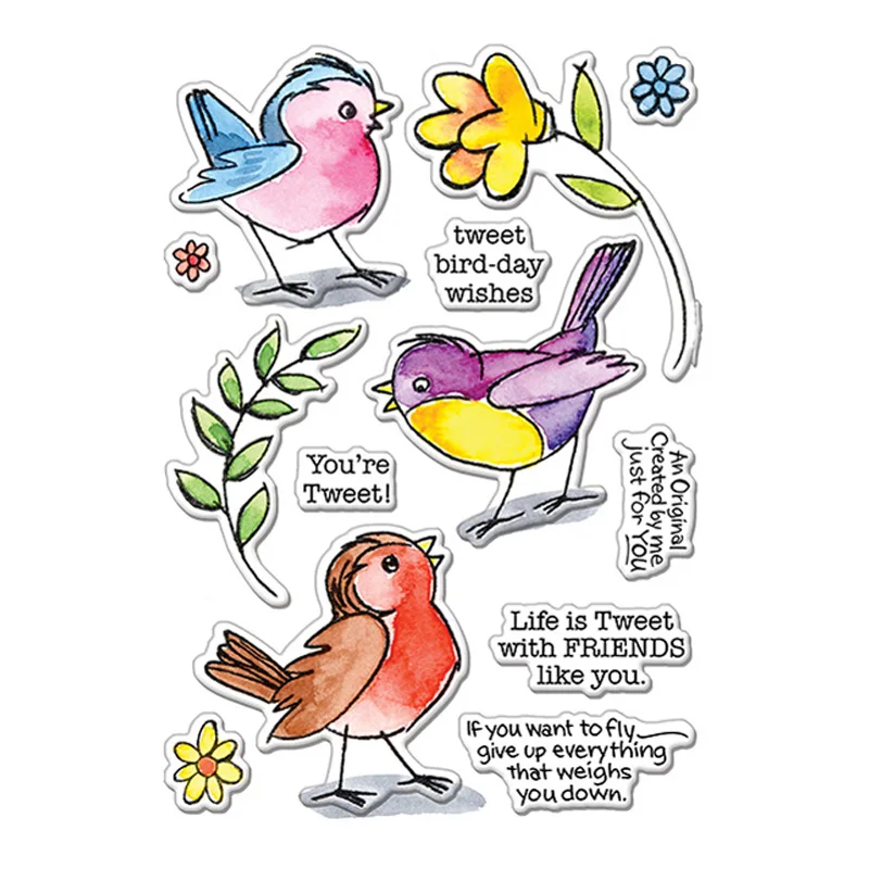 Новинка 2020 прозрачные штампы для скетчей птиц цветов Листьев скрапбукинга