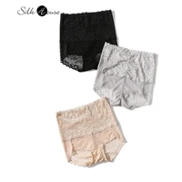 2021 summer new high waist belly holding small belly killer elastic lace silk bottom safety underwear womens 3 pairspack