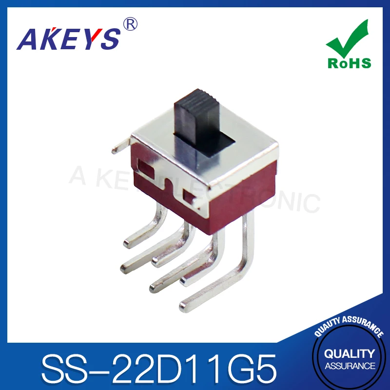 SS-22D11G5 (2P2T) 2-й переключатель передач 11*13.5 двухрядный 6-контактный изогнутый нож 90