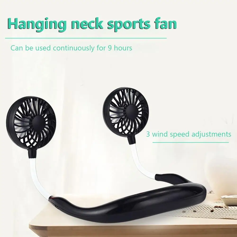 

Hands-free Fan Neck Band Fan Hands-Free Fan Hanging USB Rechargeable Dual Fan Mini Fan Air Cooler Summer Portable Hanging Fan Fa