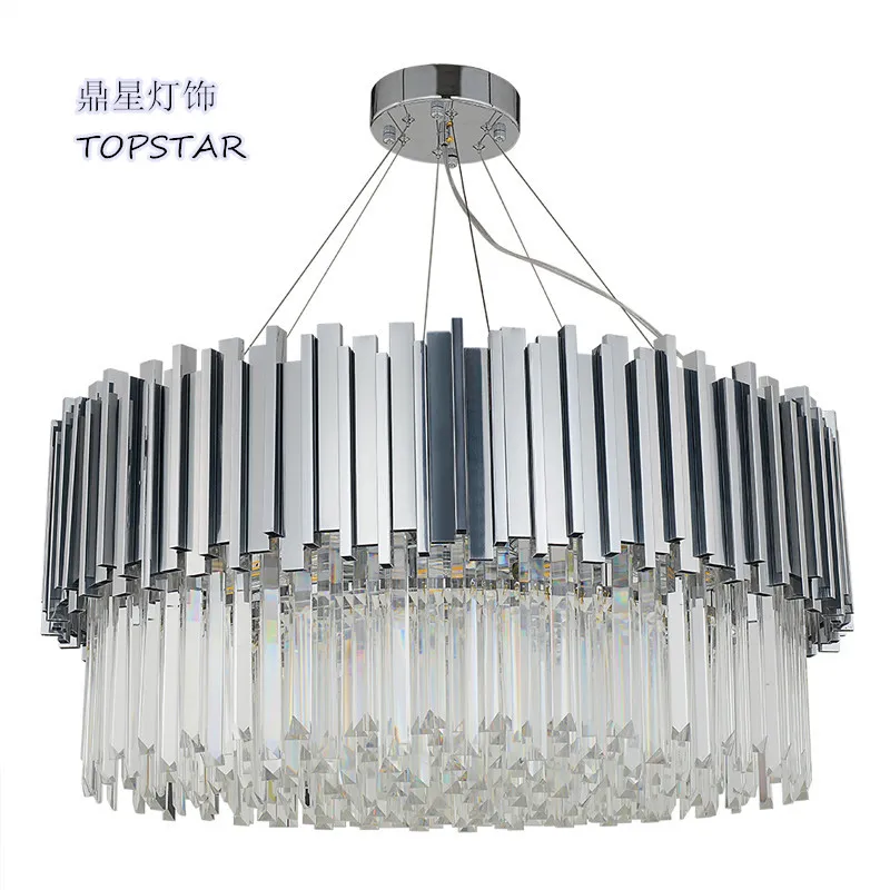 

LED Postmodern Stainless Steel Crystal Chrome Golden Chandelier Lighting Lustre Suspension Luminaire Lampen For Foyer MJ1117