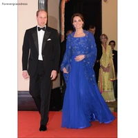 royal blue celebrity dress kate middleton beaded long special occasion dress party gown vestidos de festa