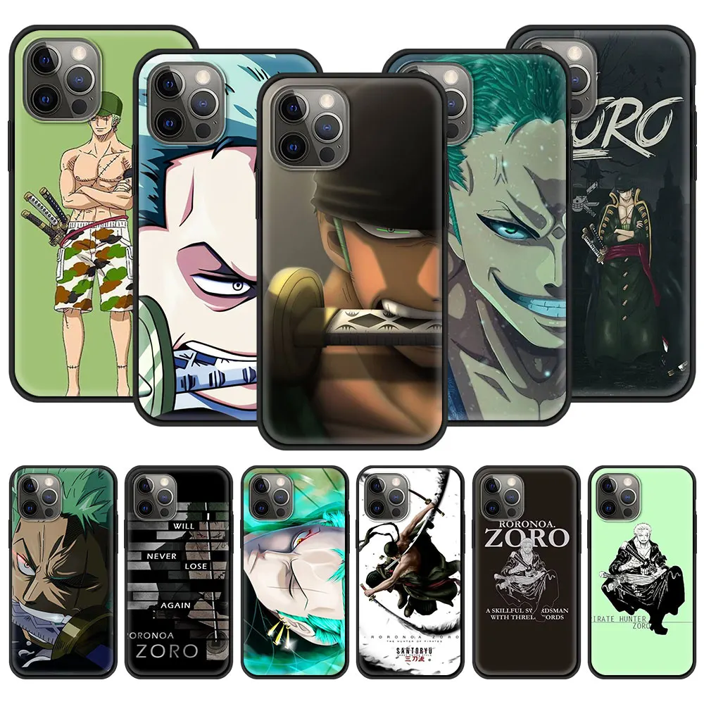 

Phone Case For iPhone 11 12 Pro XS Max 8 7 Plus X XR Silicone Soft TPU Black Shell Back Cover Coque Fundas Cases Roronoa Zoro