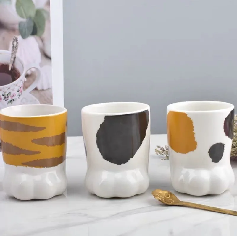 

кружки с двойным Ceramic Mug Stereo Cat Claw Cup Creative Children's Milk Soft Lovely Japanese Cute Cats Meat Ball Water Cups