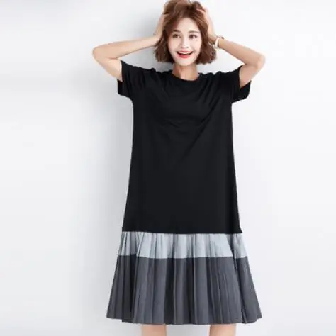 Корейский стиль лоскутные плиссированные платья летняя новая женская одежда с