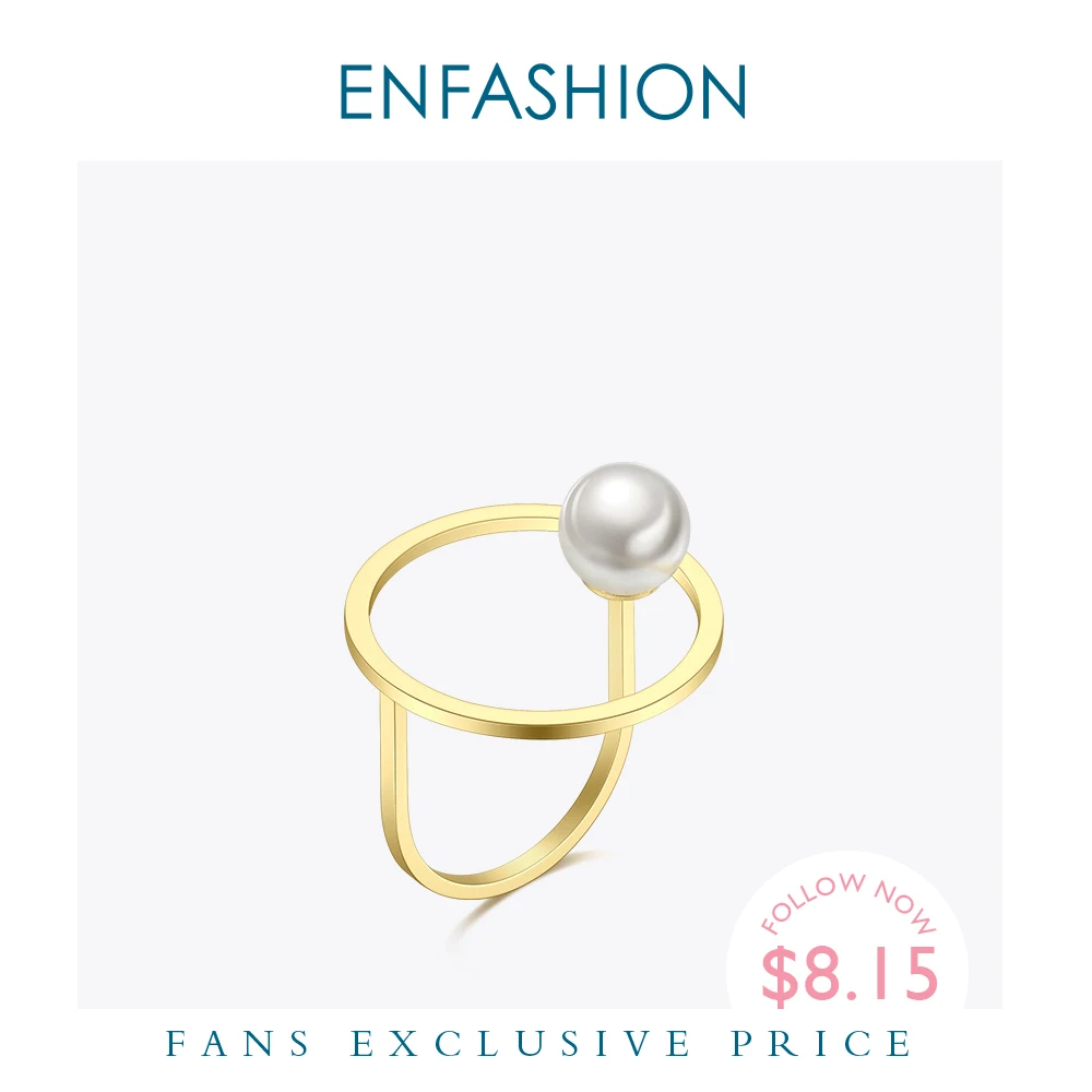 Женское кольцо Enfashion жемчужное Золотое из нержавеющей стали праздничная Мода 2020