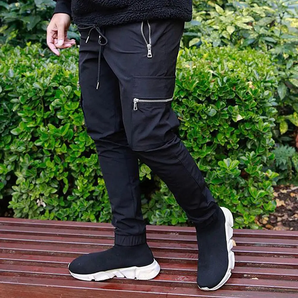 

Men Jogger Drawstring Long Sweatpants Trousers Multi-pocket Skinny Cargo Pants
