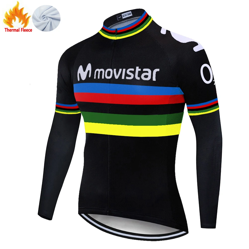 2022 Team movistar cycling jersey men Winter Thermal Fleece warm bicycle shirt Men abbigliamento ciclismo estivo | Спорт и