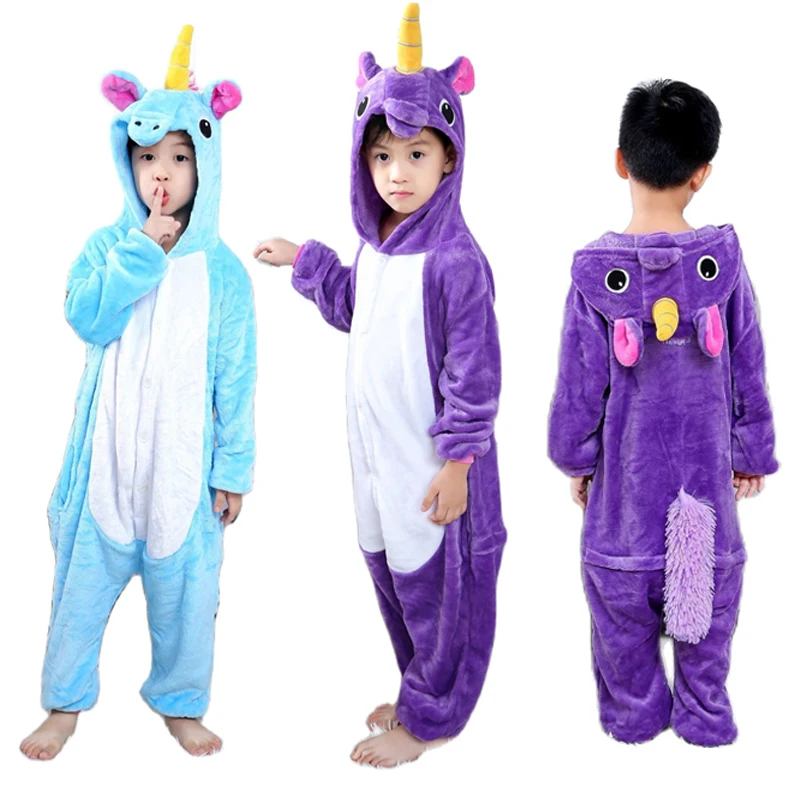 

Baby Boys Hoodie Flannel Pajamas Cartoon Unicorn Girls Sleepwear Funny Cosplay Pajamas Costume Onesies For Kids Party Clothes