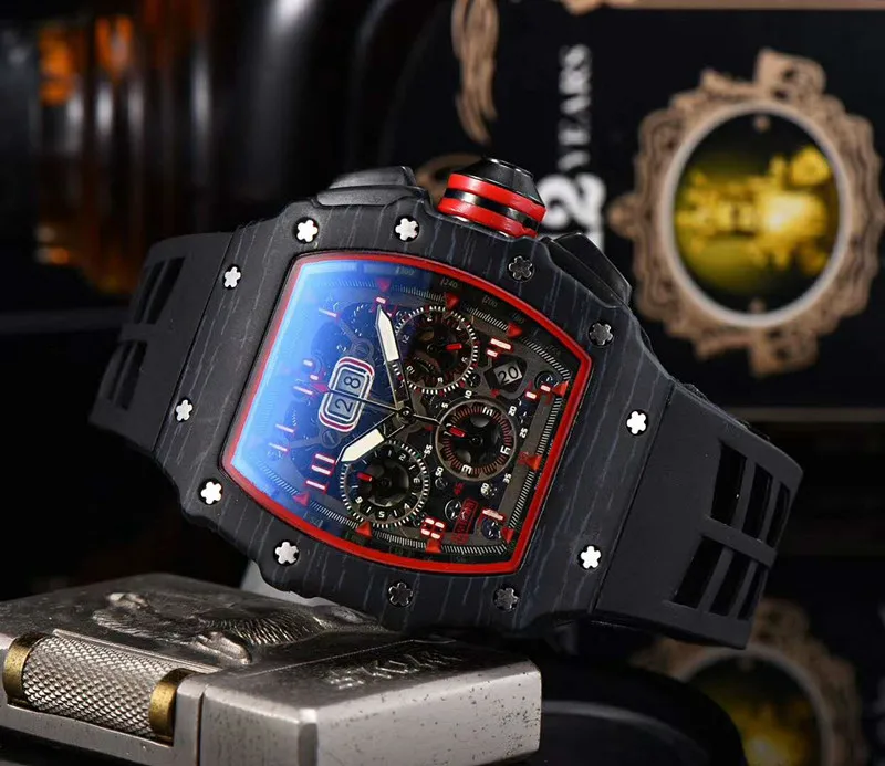 

New Automatic Watch Mens Watches Top Brand Luxury Quartz Wristwatch Silicone Strap anniversary gifts RM