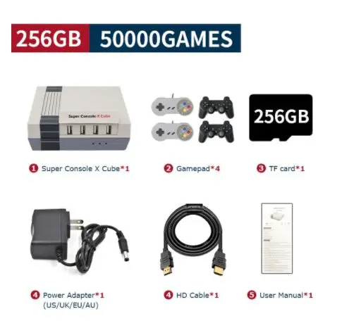 Ретро-игры для PS1/PSP/DC/N64 50000 + Супер консоль для игр X Cube 4K мини ТВ-приставка консоль для видео игр с 2,4G беспроводными геймпадами